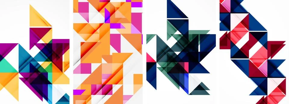 Set of abstract random triangle composition backgrounds. Vector illustration for Illustrazione stock