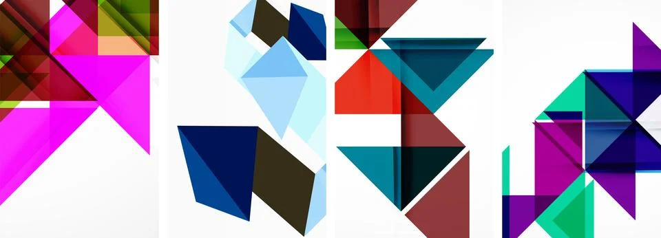 Set of abstract random triangle composition backgrounds. Vector illustration for Illustrazione stock
