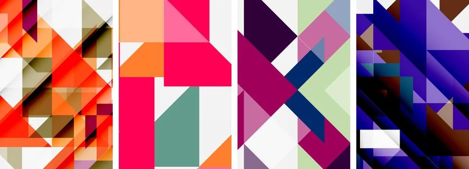 Set of abstract random triangle composition backgrounds. Vector illustration for イラスト素材