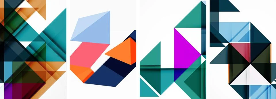 Set of abstract random triangle composition backgrounds. Vector illustration for Stock Illustration