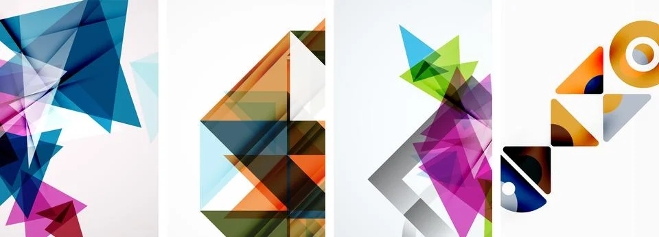 Set of abstract random triangle composition backgrounds. Vector illustration for Illustrazione stock