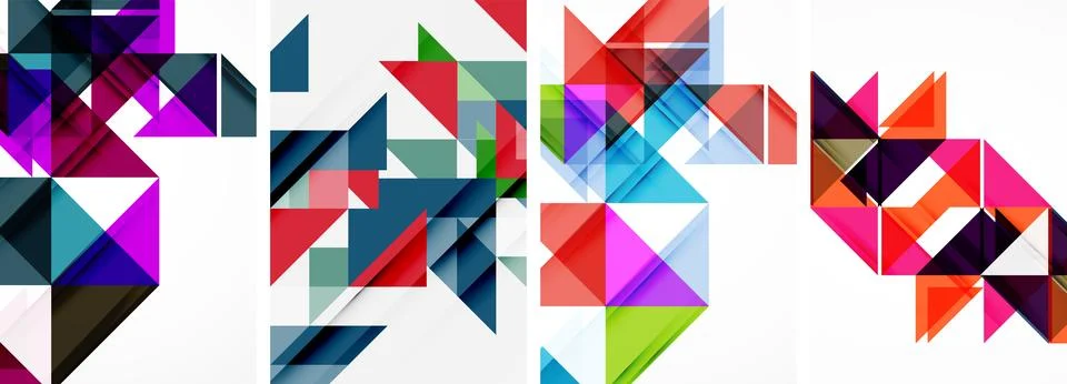 Set of abstract random triangle composition backgrounds. Vector illustration for Illustrazione stock