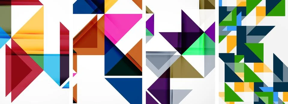Set of abstract random triangle composition backgrounds. Vector illustration for 스톡 일러스트
