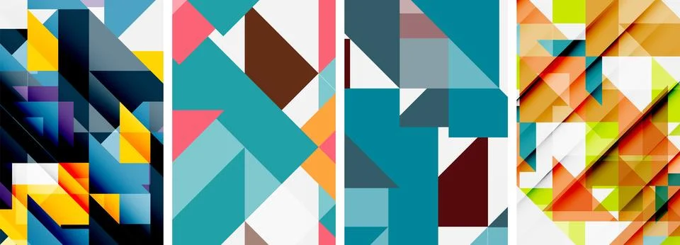 Set of abstract random triangle composition backgrounds. Vector illustration for Illustrazione stock