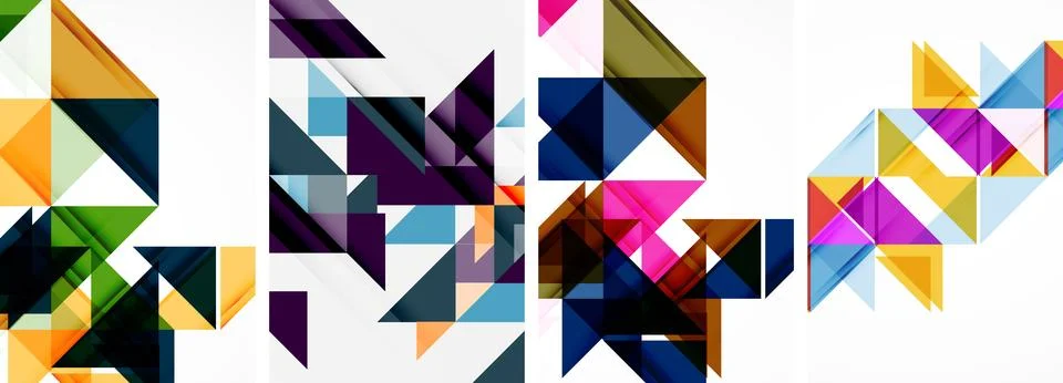 Set of abstract random triangle composition backgrounds. Vector illustration for Illustrazione stock