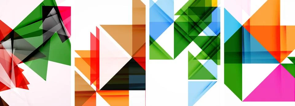 Set of abstract random triangle composition backgrounds. Vector illustration for Illustrazione stock