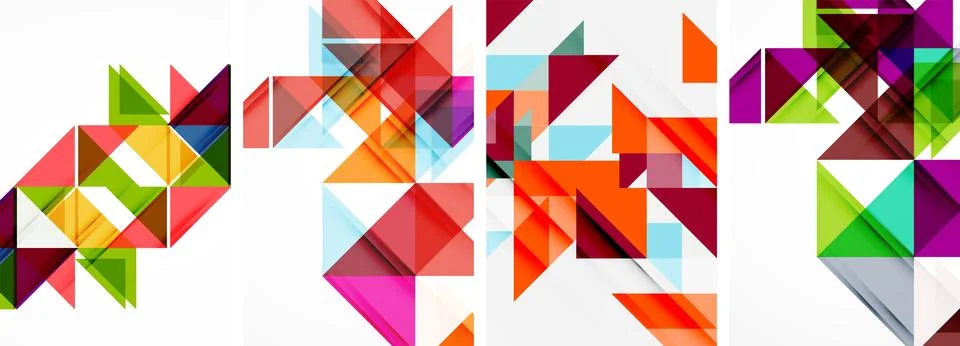 Set of abstract random triangle composition backgrounds. Vector illustration for Stock Illustration