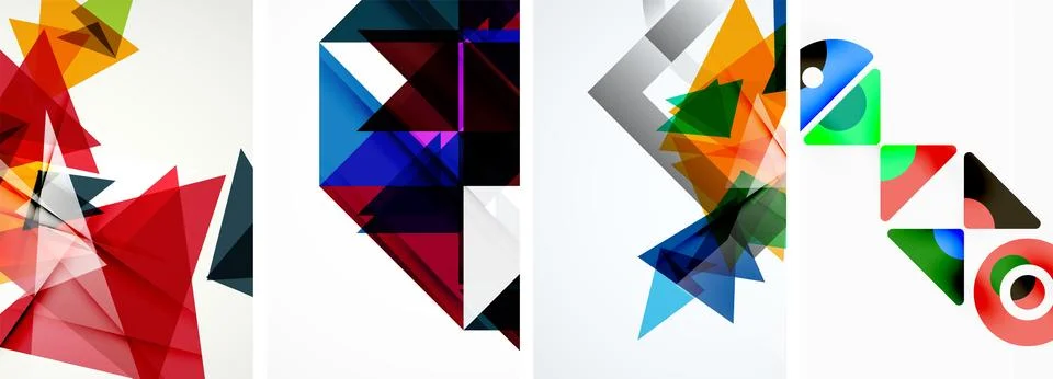 Set of abstract random triangle composition backgrounds. Vector illustration for Illustrazione stock