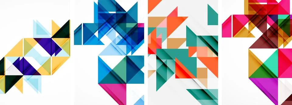 Set of abstract random triangle composition backgrounds. Vector illustration for Illustrazione stock