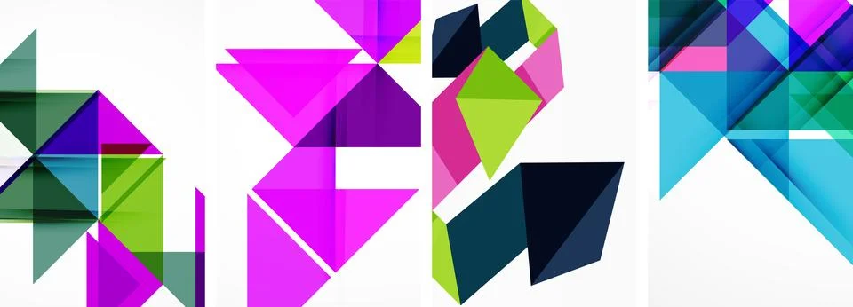 Set of abstract random triangle composition backgrounds. Vector illustration for Stock Illustration