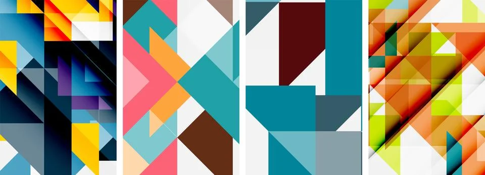 Set of abstract random triangle composition backgrounds. Vector illustration for Illustrazione stock