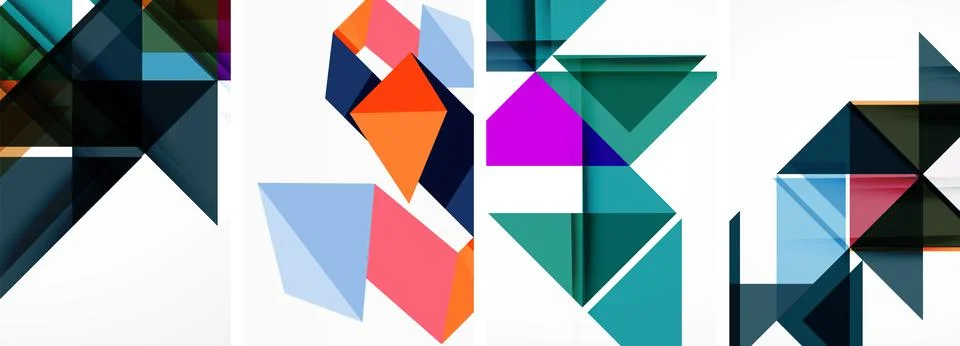 Set of abstract random triangle composition backgrounds. Vector illustration for Illustrazione stock