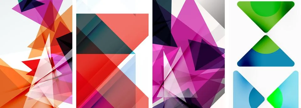 Set of abstract random triangle composition backgrounds. Vector illustration for Illustrazione stock