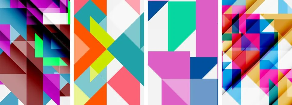 Set of abstract random triangle composition backgrounds. Vector illustration for イラスト素材