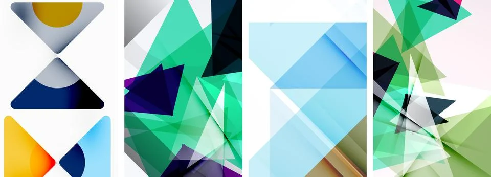 Set of abstract random triangle composition backgrounds. Vector illustration for Stock Illustration