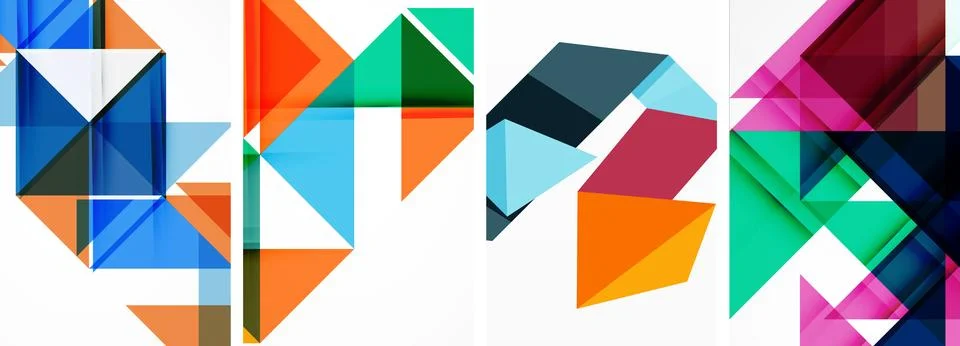 Set of abstract random triangle composition backgrounds. Vector illustration for Stock Illustration