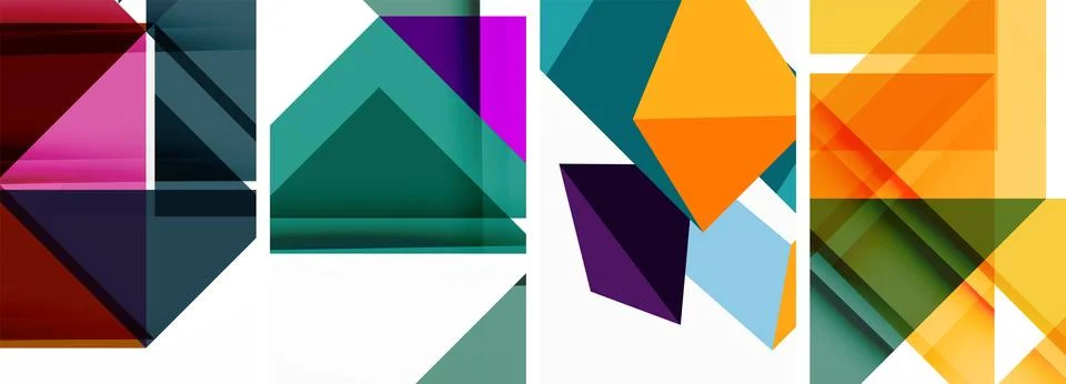 Set of abstract random triangle composition backgrounds. Vector illustration for Stock Illustration
