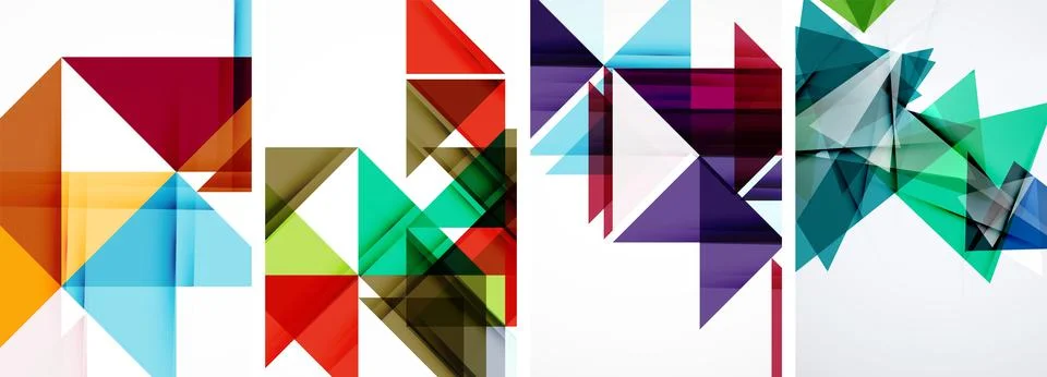 Set of abstract random triangle composition backgrounds. Vector illustration for Illustrazione stock