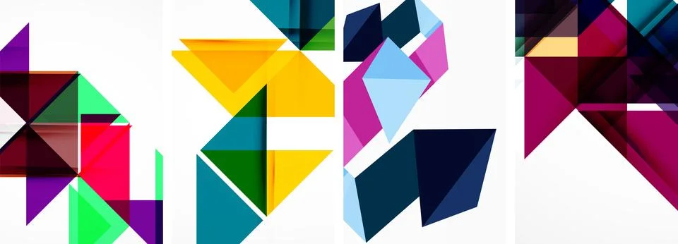 Set of abstract random triangle composition backgrounds. Vector illustration for Illustrazione stock