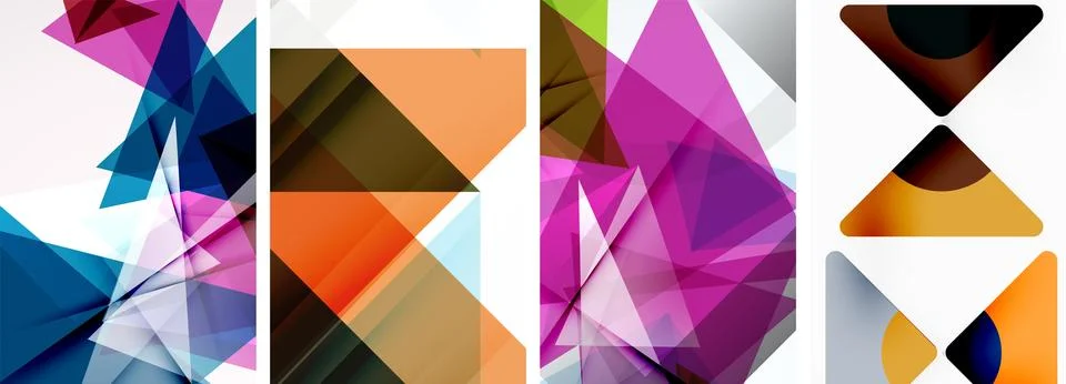 Set of abstract random triangle composition backgrounds. Vector illustration for Stock Illustration