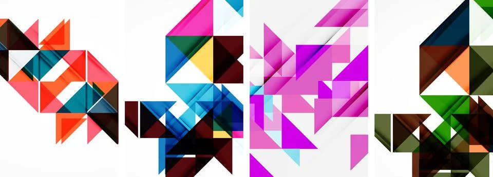 Set of abstract random triangle composition backgrounds. Vector illustration for 스톡 일러스트