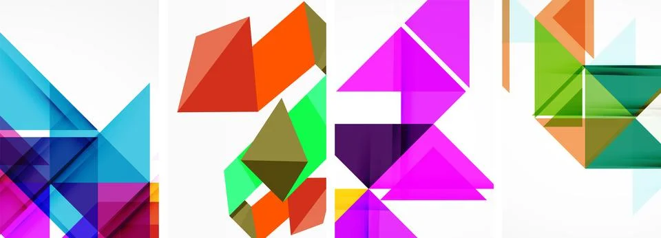 Set of abstract random triangle composition backgrounds. Vector illustration for Illustrazione stock