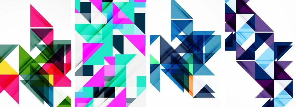 Set of abstract random triangle composition backgrounds. Vector illustration for Stock Illustration