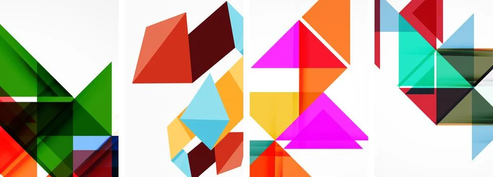 Set of abstract random triangle composition backgrounds. Vector illustration for Illustrazione stock