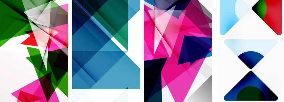 Set of abstract random triangle composition backgrounds. Vector illustration for Stock Illustration