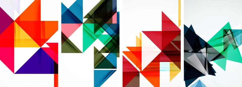 Set of abstract random triangle composition backgrounds. Vector illustration for Illustrazione stock