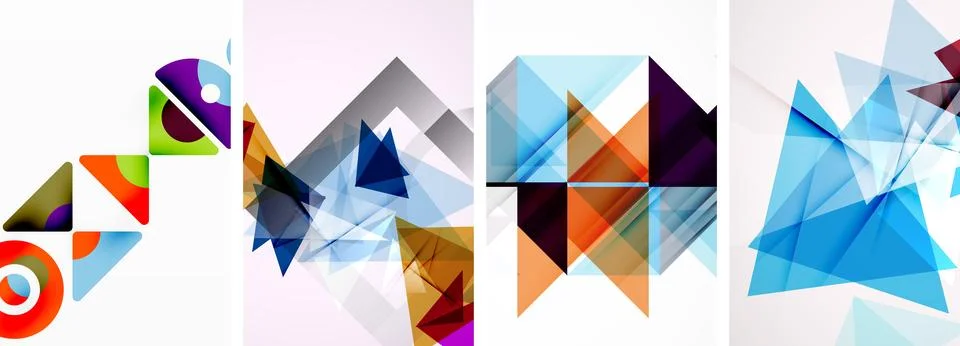 Set of abstract random triangle composition backgrounds. Vector illustration for Illustrazione stock
