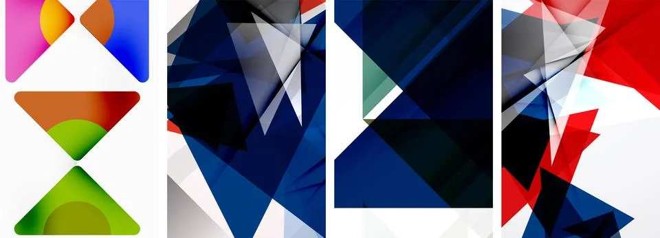 Set of abstract random triangle composition backgrounds. Vector illustration for イラスト素材