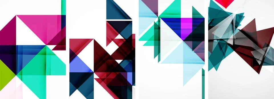 Set of abstract random triangle composition backgrounds. Vector illustration for Stock Illustration