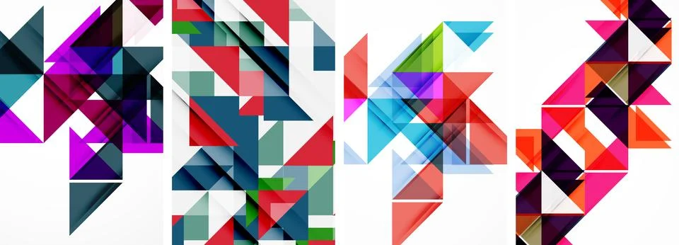 Set of abstract random triangle composition backgrounds. Vector illustration for Stock Illustration