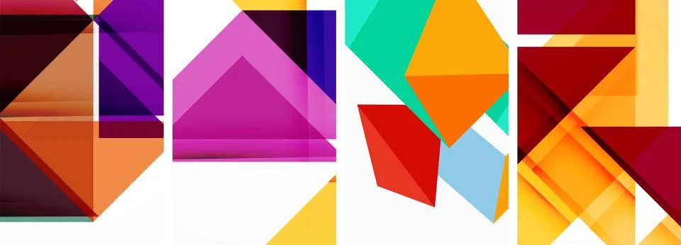 Set of abstract random triangle composition backgrounds. Vector illustration for Stock Illustration