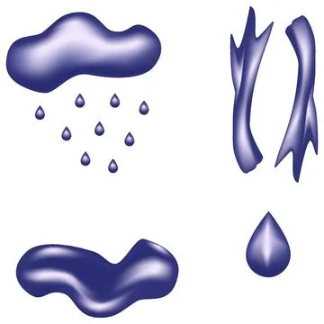 Set of abstract realistic graphic elements in trendy bright saturated blue Stock Illustration