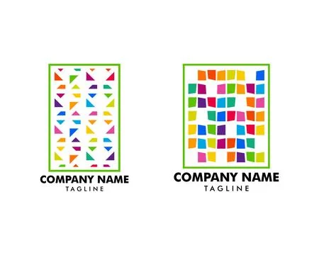 Set of Abstract Rectangle Mosaic Logo Design Template Stock Illustration