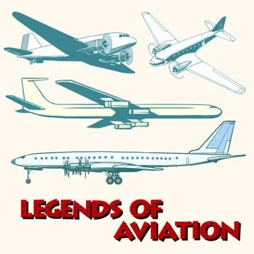Set of abstract retro planes Stock Illustration