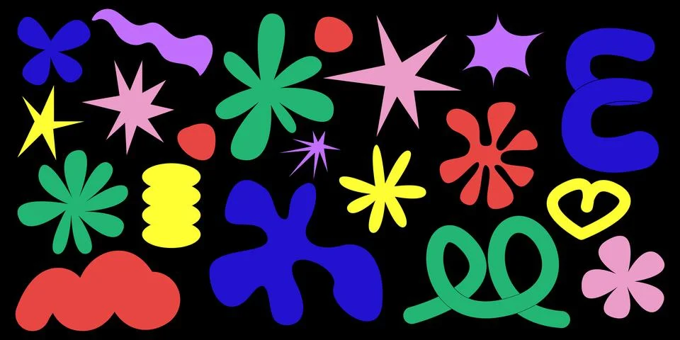 Set of abstract retro shapes. Vector sticker pack. Collection of modern for.. Stock Illustration