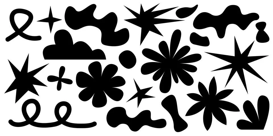 Set of abstract retro shapes. Vector sticker pack. Collection of contempora.. Stock Illustration
