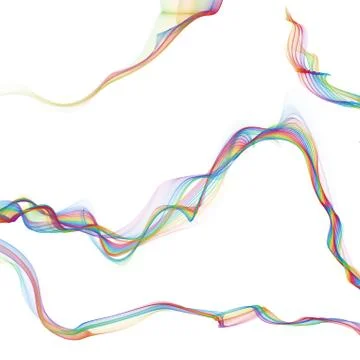 Set abstract ribbon waves Stock Illustration