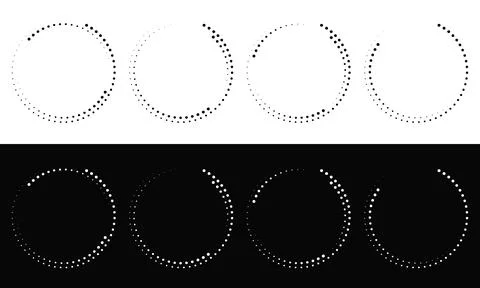 Set of abstract round frames in halftone style Illustrazione stock