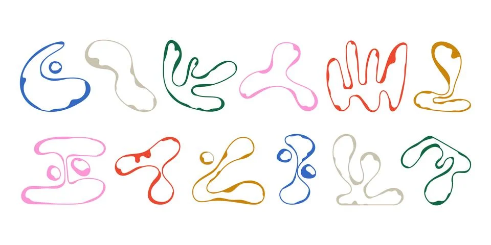 Set of abstract round liquid shapes. Stock Illustration