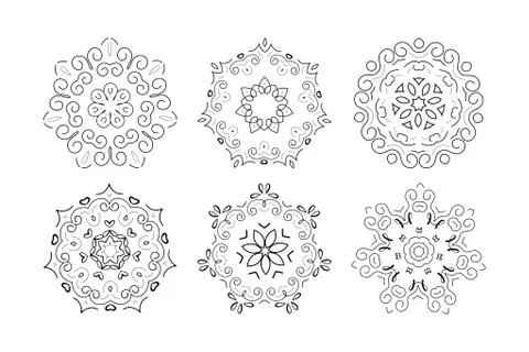 Set of abstract round patterns isolated on white background. Vector design 库存插图