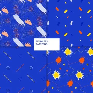 Set of abstract seamless geometric patterns Stock Illustration