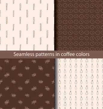 Set of abstract seamless pattern in coffee colors. . All patterns are include Stock Illustration