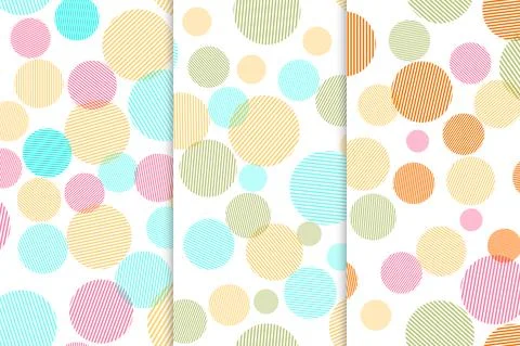 Set of Abstract seamless pattern with colorful circles shapes Illustrazione stock