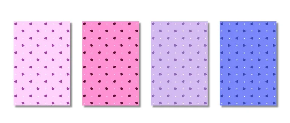 Set of abstract seamless pattern hearts. Pink and purple hearts seamless pa.. Stock Illustration