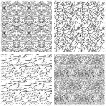 Set of abstract seamless patterns in black color Stock Illustration