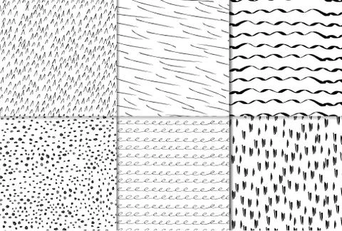 A set of abstract seamless patterns with hand drawn elements Stockillustratie